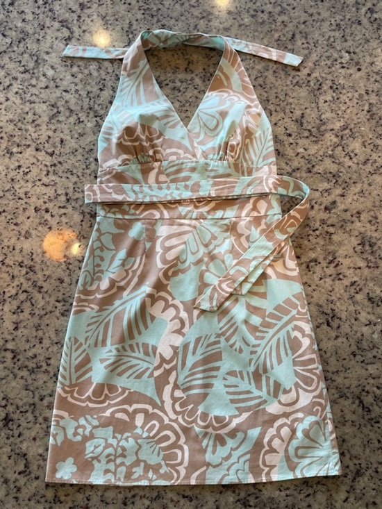 Tommy Bahama Dresses & Skirts - Pristine Y2K Tommy Bahama 100% cotton Mint and Beige Floral Halter Sundress 8